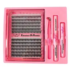 GENERICO - Set extensiones pestañas + pinza + pegamento Italia De Luxe