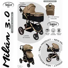 STOKKER BABY - COCHE MOISES MILAN 3.0 CON MOCHILA PAÑALERA BG