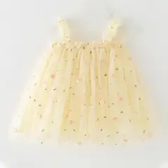 GENERICO - VESTIDO PARA NIÑA AMARILLO DE AÑO NUEVO