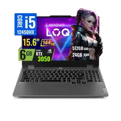 LENOVO - Laptop LOQ i5-12450HX, 15.6" FHD 144 Hz, 24GB, SSD 512GB, RTX 3050 6GB