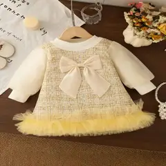 GENERICO - VESTIDO PARA NIÑA AMARILLO DE AÑO NUEVO