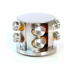 GENERICO - Especiero Condimentero Giratorio Acero Inoxidable 8 Frascos