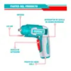 TOTAL - Atornillador Tipo-c Hex14 240rpm + Accesorios - Tsdli0458