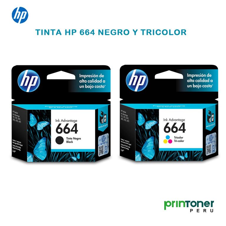 Juego de Tinta 664 Negro y Tricolor Original F6V28AL F6V29AL para Impresoras DeskJet