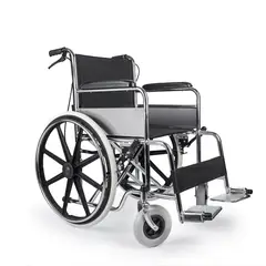 GENERICO - Silla de Ruedas Plegable con Marco de Acero Cromado