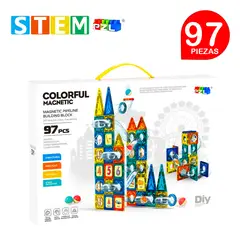 STM - Bloques magnéticos didácticos STEM PZL COLORFUL caja 97 piezas
