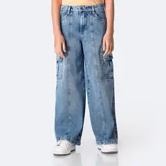 PIONIER - Pantalon Cargo Denim Rosmerih Niña