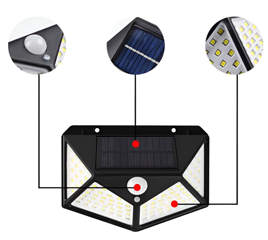Lampara Led Solar Con Sensor De Movimiento Luz Recargable