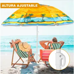 GENERICO - Sombrilla Playera Quitasol Paraguas Portátil CON UV 85 cm