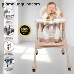 BABY - Silla de Comer Plegable «KUKI» con Rueditas Beige