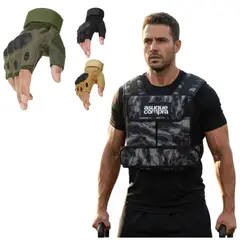 GENERICO - CHALECO TACTICO USOS DIVERSOS BOLSILLOS Y GUANTES NUDILLOS