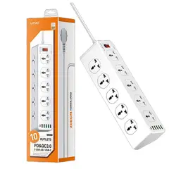 LDNIO - - Regleta De 10 Enchufes + 4 Usb Pd 20w SC10610 Color Blanco