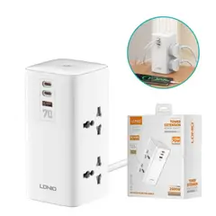 LDNIO - Tomacorriente Extensión Carga Rapida 70w Usb SC4383 Blanco