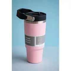 GENERICO - VASO TERMICO CON ASA COLOR ROSA BEBE DE 900ML