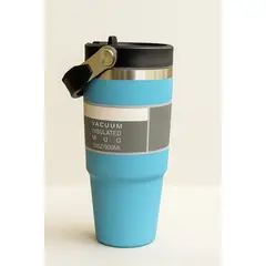 GENERICO - VASO TERMICO CON ASA COLOR CELESTE DE 900ML