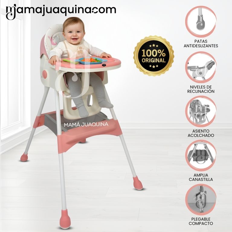 Silla de Comer Didactico «ARIS» con juguete Pink