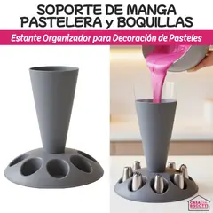 GENERICO - Soporte para Manga Pastelera y Boquillas de Decoración para Repostería