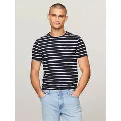 TOMMY HILFIGER - CAMISETA M/C M STRETCH SLIM FIT TEE STRIPE TH