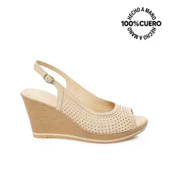 VIALE - Sandalia Peep Toe Casual LINDA-2602 Pele Cuero