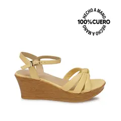 VIALE - Sandalia Dorsay Casual ECO-2602 Mantequilla Cuero