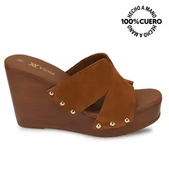 VIALE - Sandalia Slide Casual SOFI-2610 MARRON Cuero