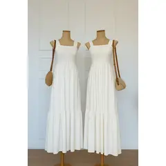 GENERICO - VESTIDO LARGO BLANCO CASUAL PARA MUJER