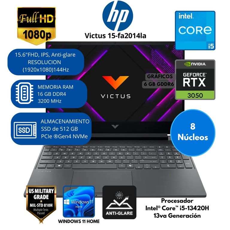 Laptop AMD Ryzen™ 7 (VICTUS GAMING 15-FB2017LA) RAM 16 GB SSD 1 TB 15.6" FHD Windows 11 HOME
