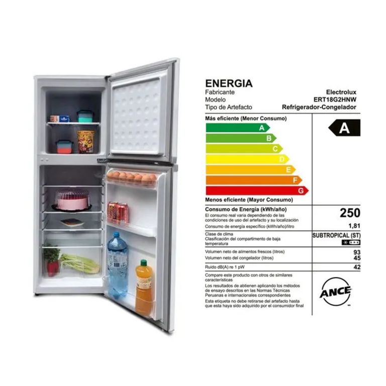 Refrigeradora Top Mount Frost 138L Blanco ERT18G2HNW