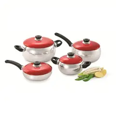 RECORD - JUEGO DE OLLAS BOMBEADO ANODIZADO 8 PIEZAS