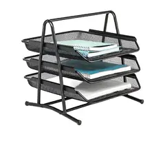 GENERICO - Organizador Bandeja Escritorio Malla Metalica Oficina 3 Niveles