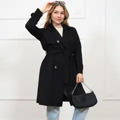 GENERICO - Abrigo largo tipo gabardina para mujer