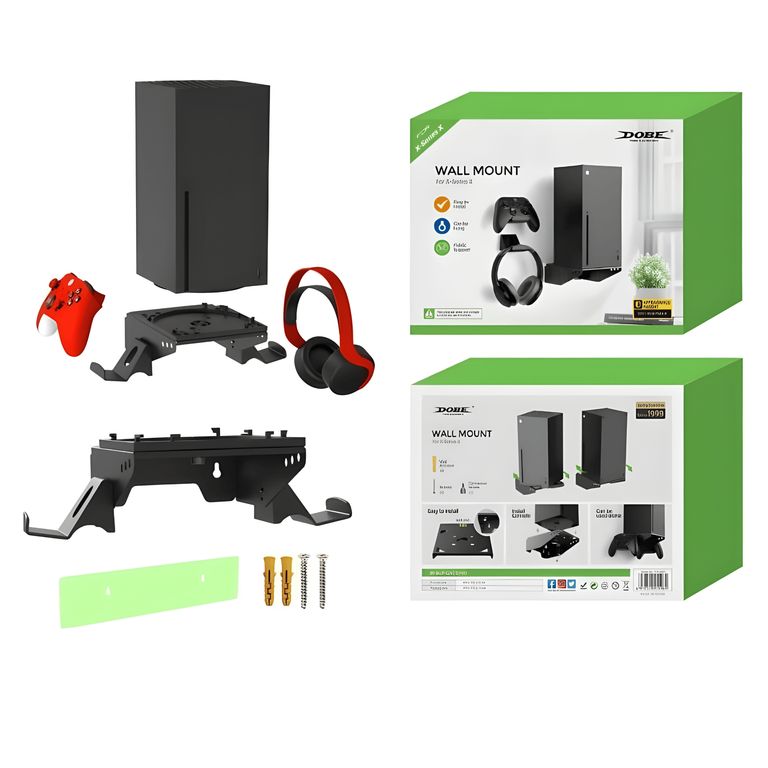 Rack Para Pared Para Xbox Series X Con Soporte De Mando Y Auriculares