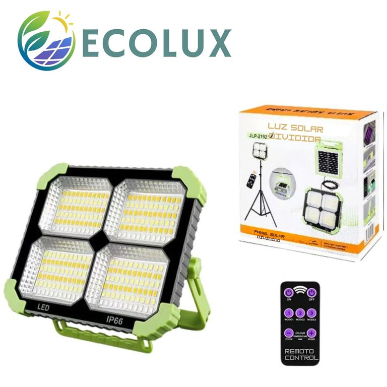 Reflector LED Dividido en 4 con Panel Solar 120W Multifuncional