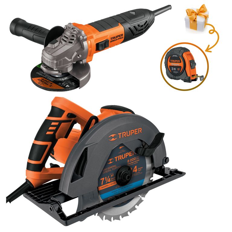 Megacombo amoladora ergo pro 850W sierra circular radial 1500W