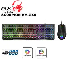 GENIUS GX - TECLADO GENIUS + MOUSE GX SCORPION KM-GX6 AI COPILOT GAMING RGB 19 TECLAS ANTI-GHOSTING 3200DPI BLACK