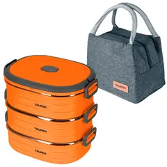 Truper - Lonchera 3 piezas 20x18cm naranja 2.25L LUNCH-3