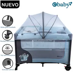 EBABY - Cuna Corral Con Cambiador Happy Dream Celeste