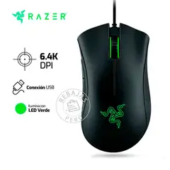 RAZER - Mouse DeathAdder Essential 6400 DPI Mecánico Negro Gaming USB