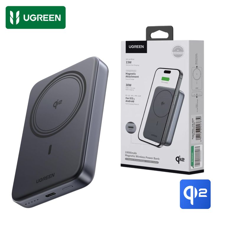 Power Bank Cargador 10000 mAh Qi2 Magnético + PD 30W Bateria Carga Rápida