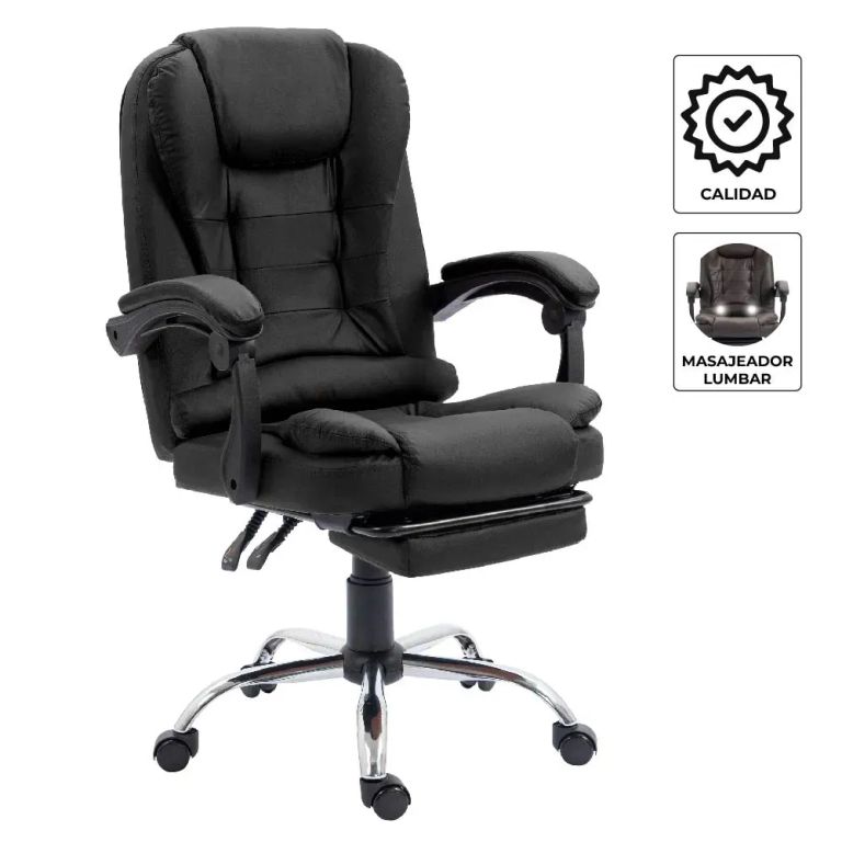 Silla de Oficina Gerencial Con Masajeador Lumbar Negro