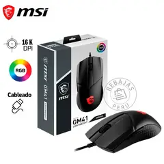 MSI - Mouse Gamer GM41 Clutch Lightweight RGB Ultraligero 16.000 DPI