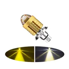 GENERICO - FOCO H4 LUPA DUAL AMARILLOBLANCO CUERPO DE ALUMINIO PARA MOTO