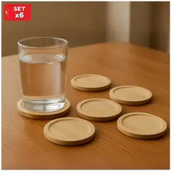 GENERICO - Porta Vasos Posa Vasos de Bambú Set x6