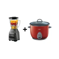OSTER - Licuadora 6 velocidades BLSTPEG_GPB Gris + Olla Arrocera 1.8 L Roja CKSTRC1700R