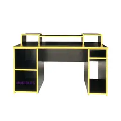 TEMEL - Escritorio GAMER Negro Amarillo en Melamina Mesa Gamer Juegos
