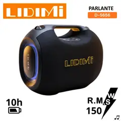 LIDIMI - PARLANTE PORTÁTIL 150W D-S656 BLUETOOTH USB TF AUX TWS RGB LATERAL NEGRO