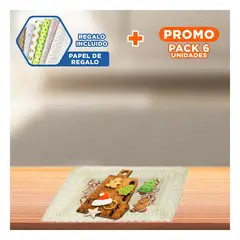 GENERICO - Pack6 Base Crema Decorativo con Vela y Flor de Navidad Y+Papel Regalo