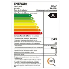 MIRAY - REFRIGERADORA RM-138H EUROFRÍO 138L NEGRO