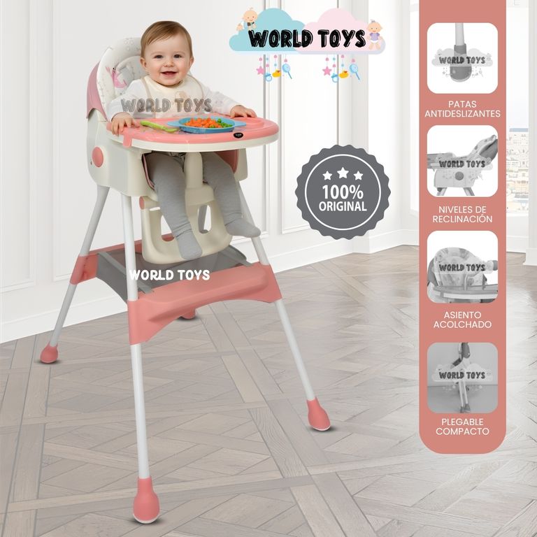 Silla de Comer Didactico «ARIS» con juguete Pink