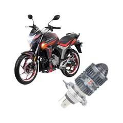 GENERICO - FOCO H4 9 LED LUPA DUAL BLANCO Y AMBAR CON DUAL AZUL Y ROJO 12-80V